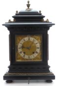 Late 19th Century mantel/shelf clock by R. M. Schneckenburger Roman silvered dial, brass/gilt