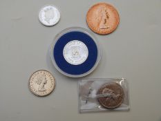 Bailiwick of Jersey 1984 silver one pound coin together with a 1996 silver proof penny and three