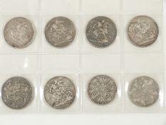 Six Victorian crowns and two double florins
