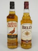 Two bottles of whisky comprising Bell's 8 year old and Famous Grouse, both 70cl, 40% vol
