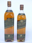 Two bottles of Johnnie Walker 15 year old pure malt Scotch whisky comprising 100cl and 75cl, 40%