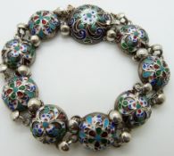 Russian silver bracelet set with enamel/ cloisonné