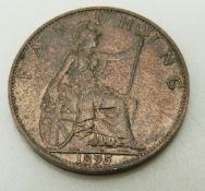 1895 veiled head Victorian farthing UNC with lustre