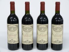 Four bottles of French red Bordeaux wine, Chateau les Moulins de Calon 1995, 13% vol, 75cl