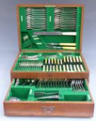 Walker & Hall oak cased silver six place setting canteen of cutlery