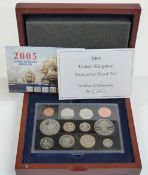 Royal Mint 2005 Executive Proof coin set comprising 12 coins including two five pound, two pound and