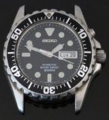 Seiko Kinetic diver’s wristwatch ref. 5M63-0A10 with day and date aperture, luminous hands and