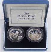 A cased pair of silver proof £2 Bill of Rights /Claim of Rights 1989 coins