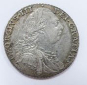 1787 George III shilling with semee of hearts, VF+