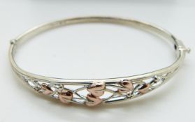 Clogau silver bangle with Welsh gold detail, in original box