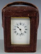 Late 19th / early 20thC brass carriage clock by Howell and James, London, in corniche style case,