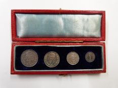 Maundy set 1901 Victorian, dark grey toned, EF, GEF, in original dated case