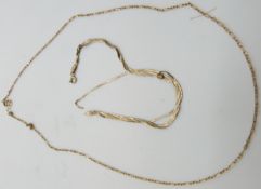 A 9ct gold necklace and a 9ct gold bracelet, 3.7g