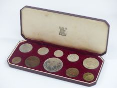 Elizabeth II 1953 Coronation specimen coin set comprising ten coins from five shillings to