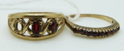 Two 9ct gold rings set with garnets