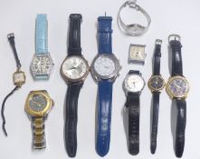 Ten various ladies and gentleman's wristwatches including Gruen Sport, Avia, Prestige, Seiko, Censi,