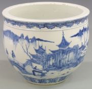 A 19th/ 20thC Chinese jardiniere with four character mark to base, height 21cm, diameter 25cm