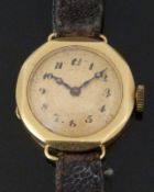 Rotherham & Sons 18ct gold ladies wristwatch with blued Breguet hands, black Arabic numerals,