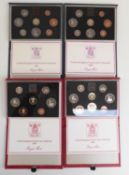 Four Royal Mint deluxe cased UK proof coin sets 1983, 1984, 1985 and 1986