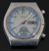 Seiko gentleman's chronograph wristwatch ref. 6139-8020 with day and date aperture, inset grey