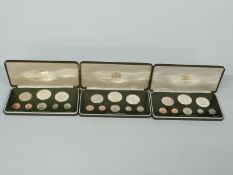 Franklin Mint Republic of Trinidad and Tobago cased eight coin proof sets for 1977, 1978 and 1979,