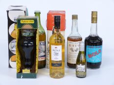 Six bottles of alcohol comprising Bols cherry brandy 100cl 24% vol,  Pruneaux Armagnac 50cl, 18%