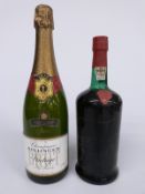 Bollinger brut vintage Champagne 1976 together with a de-labelled bottle of port.