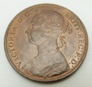 1890 later young head Victorian penny, unc with lustre
