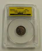 1842 CGS UK slabbed first young head Victorian sixpence, EF, with some toning