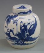 A 19thC Chinese ginger jar and cover with partial wax seal to base, height 15.5cm