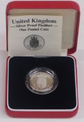 1988 cased silver proof Piedfort £1 coin