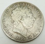 1820 George III crown, LX edge, F