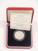 Royal Mint 1996 silver proof Piedfort two pound Celebration of Football coin, in original case