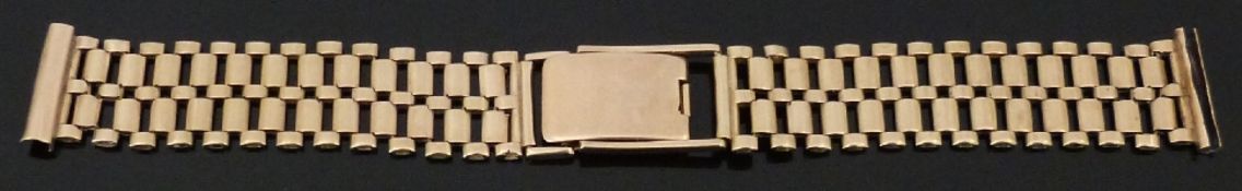 A 9ct gold wristwatch bracelet, lug width 16mm, 15cm long, 14g.