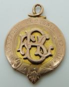 A 9ct gold football fob, engraved Bradford Football League 1923, 11.5g