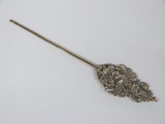 A silver plated stirrer or finial with lion decoration, impressed Sabatier, length 25cm