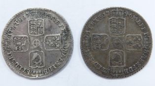 George II 1745 and LIMA sixpences, plain angles, both GF