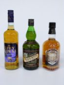 Three bottles of whisky comprising Gordon Graham's Black Bottle Scotch whisky, William Grant's 15