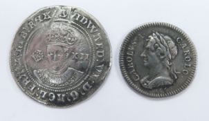 'Gap filler' coins comprising Edward VI copy shilling and a copy of a Charles II silver pattern