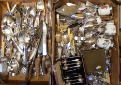 A quantity of silver plated items including King's pattern cutlery, carving knives, knife rests,