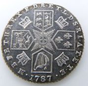 1787 George III sixpence, no semee of hearts reverse, EF with edge toning