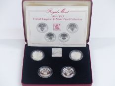 Royal Mint deluxe cased UK £1, four coin silver proof set 1984-87