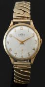 Gradus 9ct gold gentleman's wristwatch with gold hands and Arabic numerals, inset subsidiary seconds