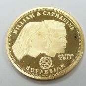 2011 limited edition proof good full sovereign 1/389 with double portrait of Prince William and