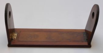 19thC adjustable mahogany book slide with label for Miller, 4 Wine Street, Bristol, 34cm x 55cm