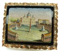 An early 19thC micro mosaic of St Peter's Basilica, Vatican City, Rome, 5 x 4cm