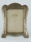George VI hallmarked silver large photograph frame to suit 8 x 6 inch photo, with ebonised easel