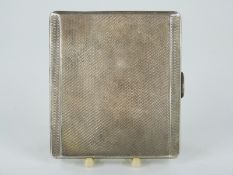 Art Deco hallmarked silver engine turned cigarette case, Birmingham 1937 maker Frederick Field,