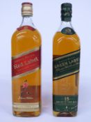Two bottles of Johnnie Walker Scotch whisky comprising Green Label 15 year old blended malt