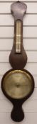 Nineteenth century banjo style aneroid barometer / thermometer, the silvered dial with engraved